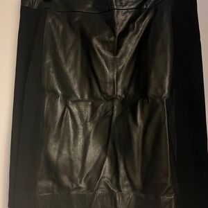LOFT Black Leather Pencil Skirt
